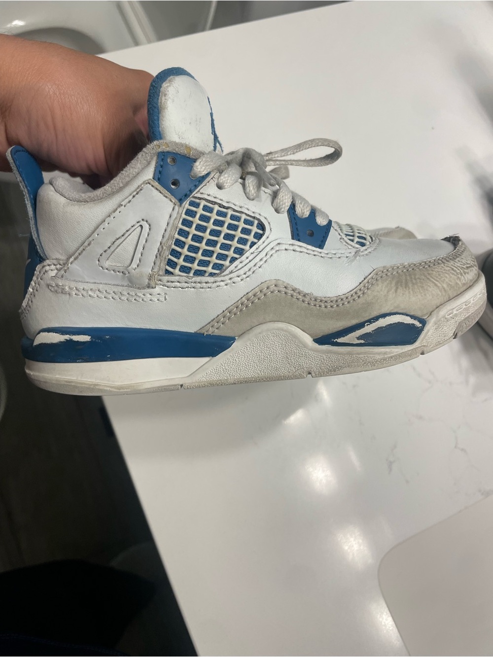 Jordan Kids White and Blue Retro Sneakers